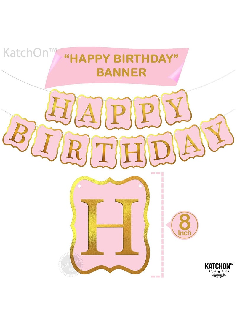KATCHON Pink Happy Birthday Banner - 10 Feet, NO DIY | Happy Birthday Sign for Backdrop | Happy Birthday Decorations | Pink Party Decorations | Girls Birthday Decorations - Image 3